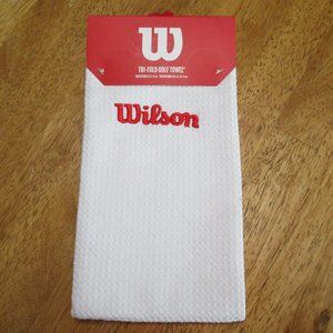 Wilson Microfiber Tri-Fold Golf Towel 16 x 21 w/hook NWT 16 x 21